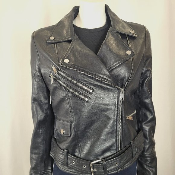 Sharsal Jackets & Blazers - Women’s Genuine Black Leather Motorcycle Jacket